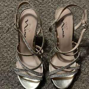 Touch of Nina Metallic Strappy Heels